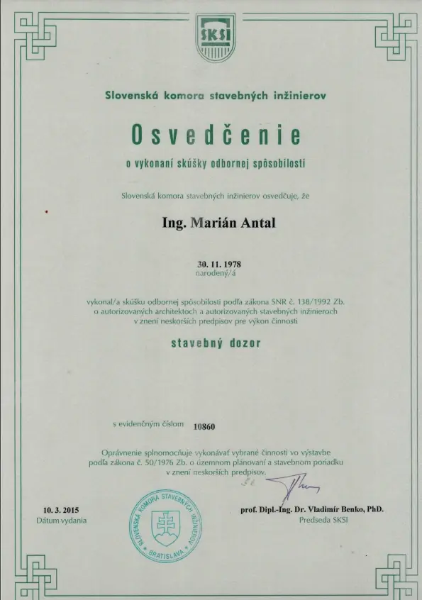 Certifikát 1
