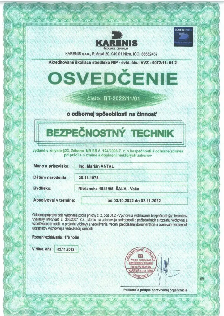 Certifikát 3